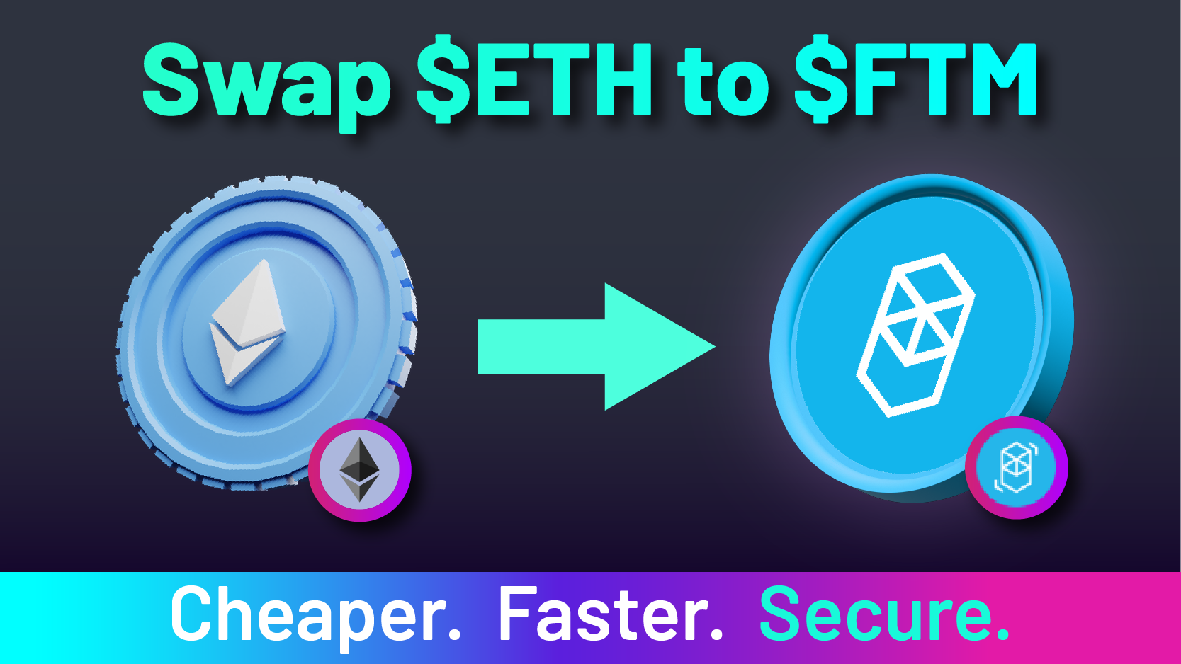 Swap ETH to FTM - Cheaper, Faster, Secure Swap ETH to FTM Illustration